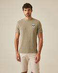 Mens T-Shirt Slim Fit Short Sleeve Cotton Polyester Waffle Texture Chest Embroidery Overlay Label - Green 63_641H006_VER170619_0