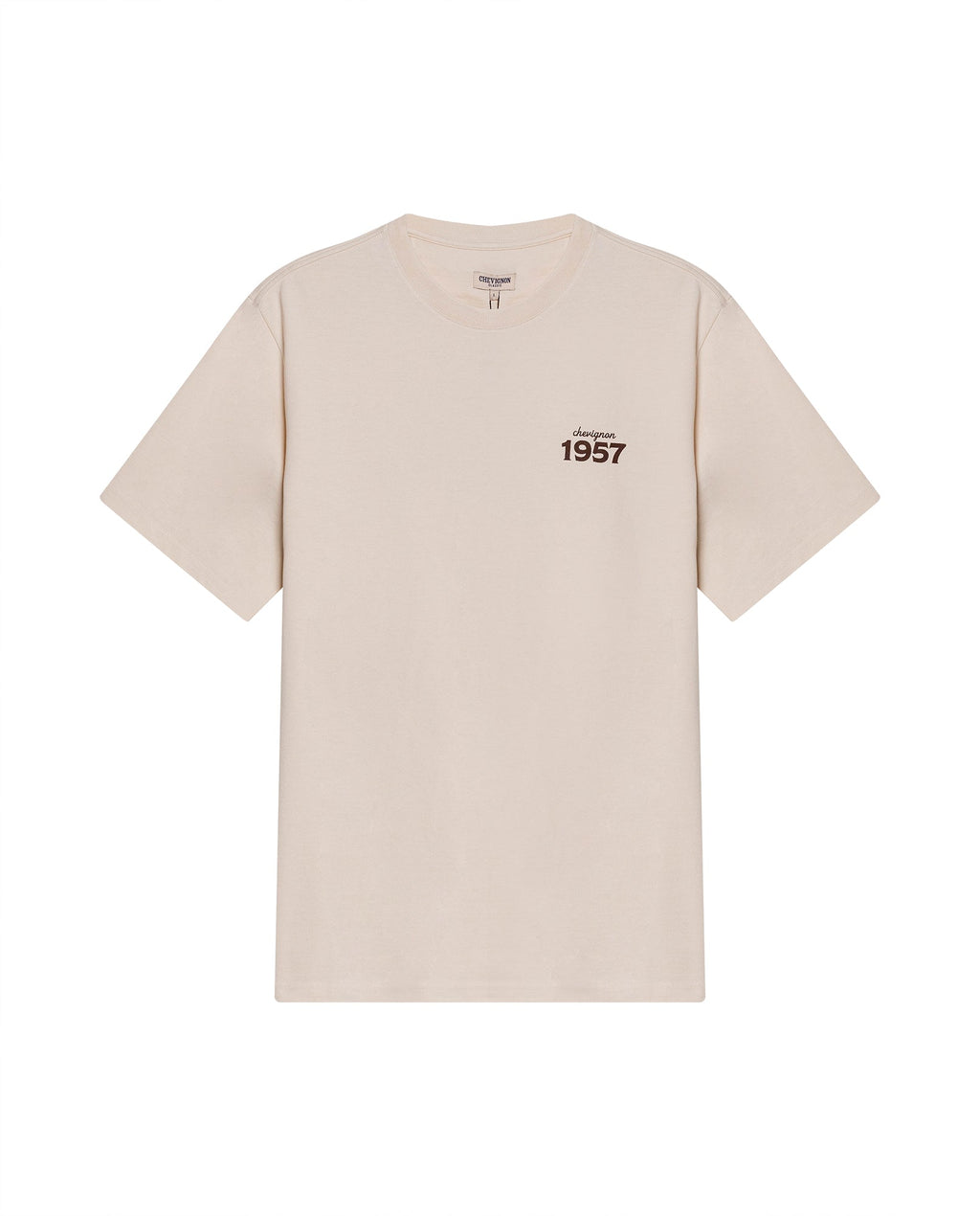 Mens T-Shirt Long Sleeve Classic Fit Cotton Jersey Medium Weight Mixed Typography Front Back - Raw 63_641H023_CRU120000_3