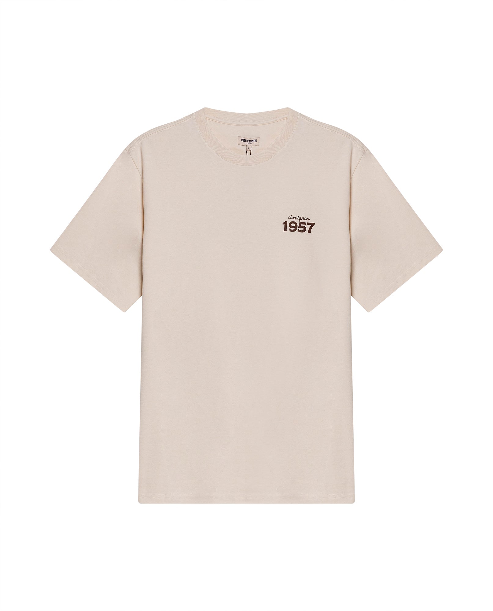 Mens T-Shirt Long Sleeve Classic Fit Cotton Jersey Medium Weight Mixed Typography Front Back - Raw 63_641H023_CRU120000_3