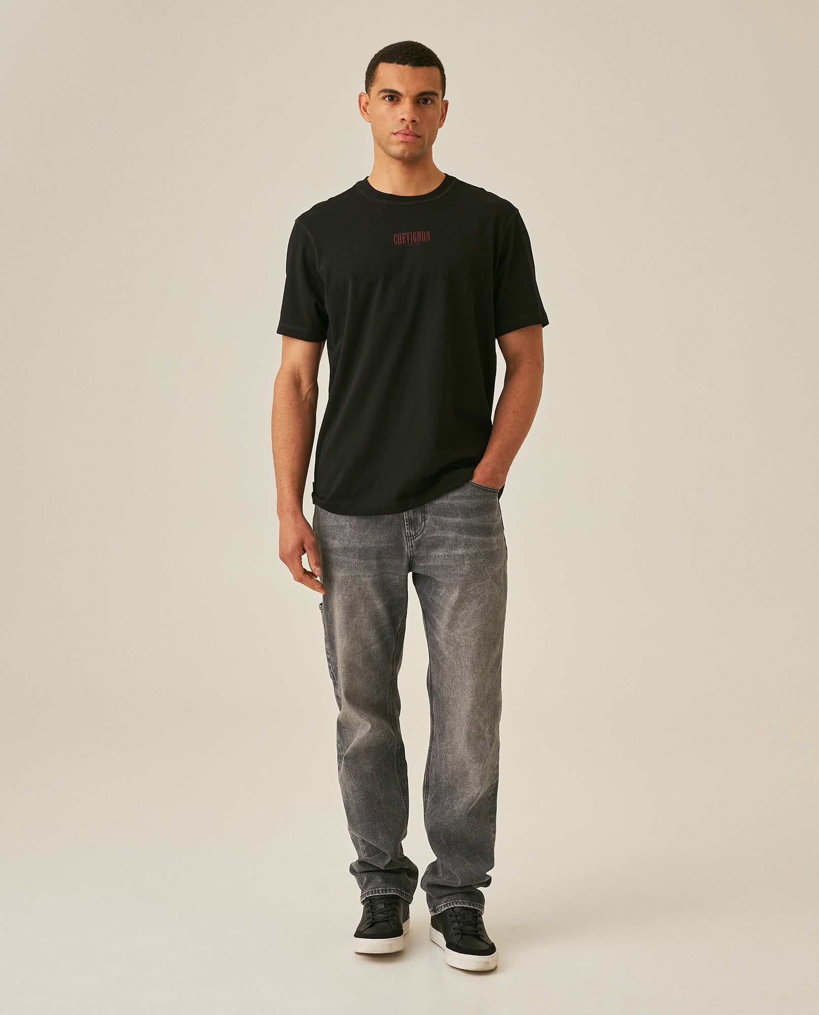 Mens Rodeo T-Shirt Classic Fit Short Sleeve Cotton Jersey Toscana Medium Weight Decorative Seams - Black 63_641H703_NEG194007_4