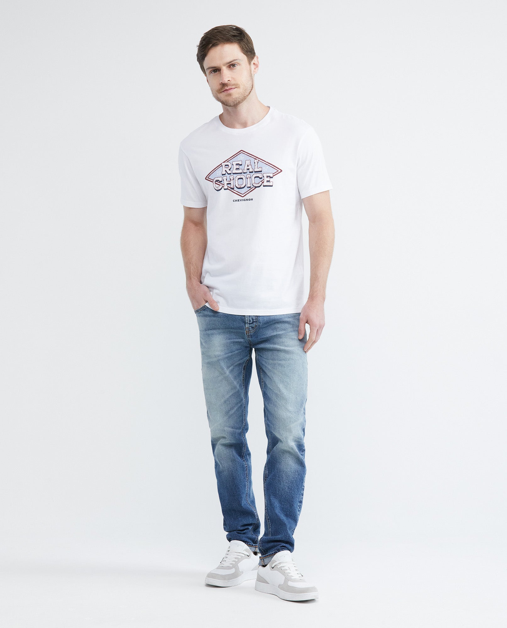 Men's Slim Fit-T-shirts - Off-White - 2