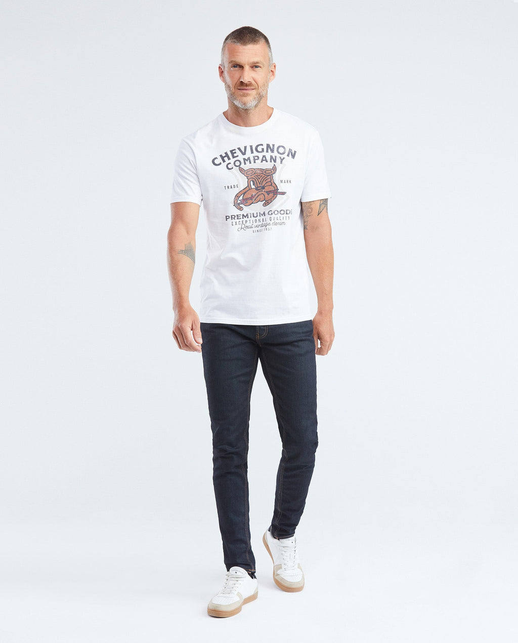 Men's Slim Fit T-Shirt Ribbed Crew Neck Textile Graphic 100% Cotton - 2