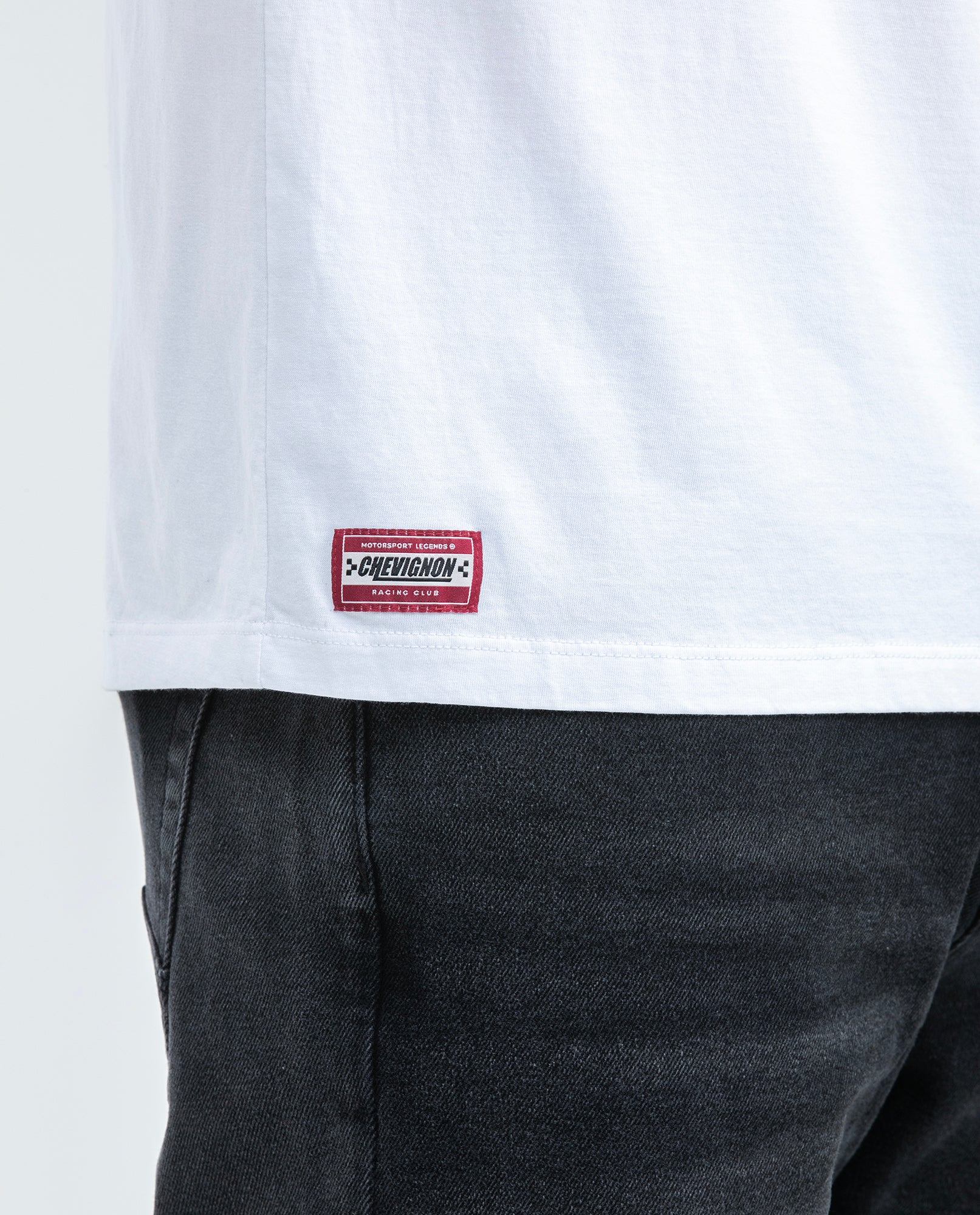 Men's Classic Fit Racing T-Shirt Front-Back Graphics Red Shoulder Details 100% Cotton - 4