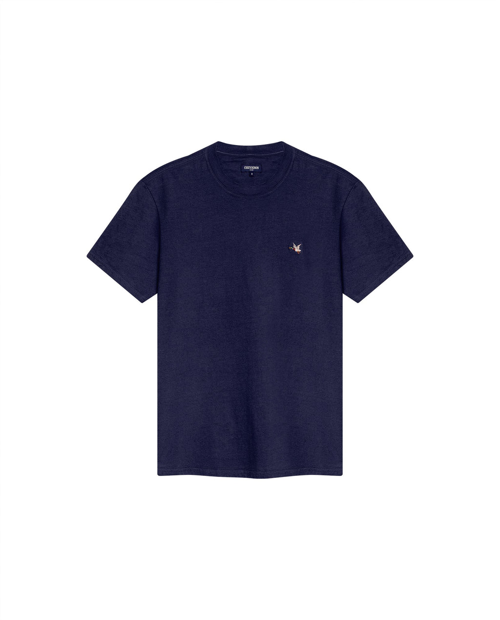Men's Slim Fit Crew Neck T-shirt in Cotton Stretch Blend, Navigate - 1