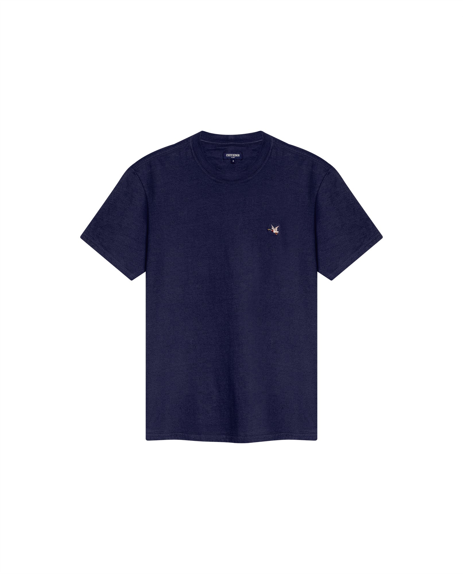 Men's Slim Fit Crew Neck T-shirt in Cotton Stretch Blend, Navigate - 1