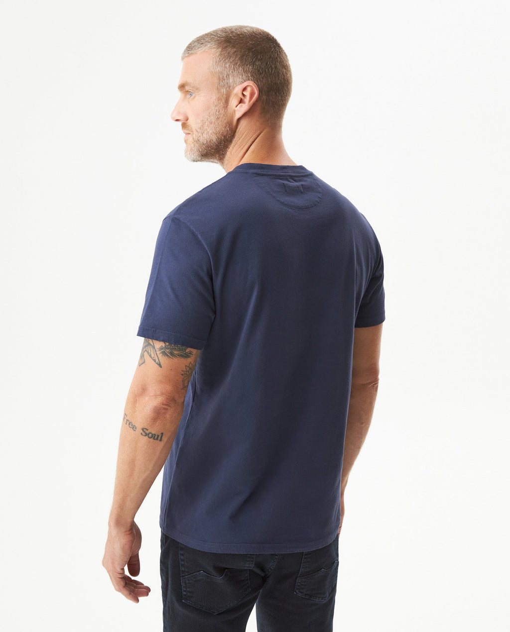 Men's Slim Fit Crew Neck T-shirt in Cotton Stretch Blend, Navigate - 5