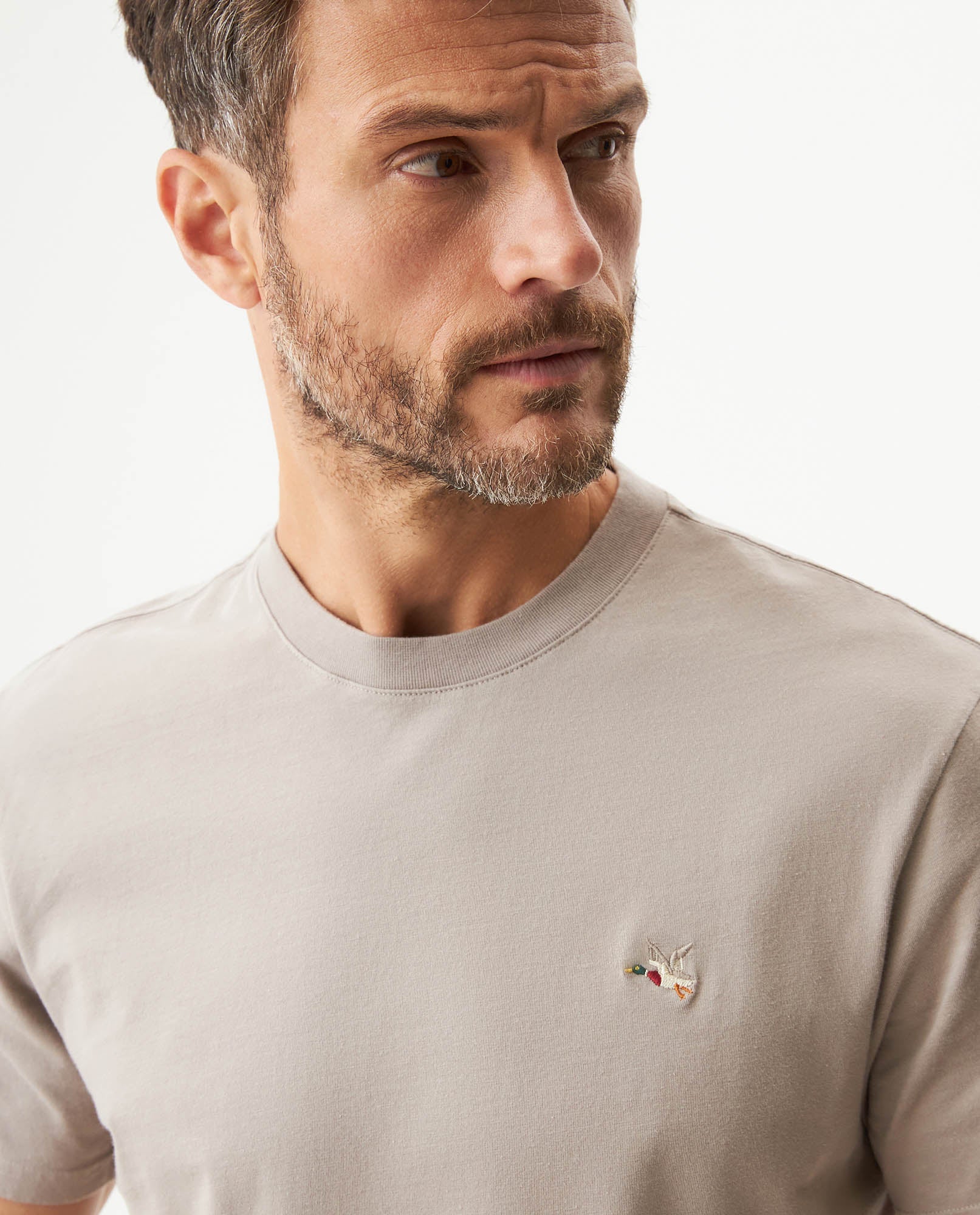 Men's Slim Fit Crew Neck T-shirt in Cotton Stretch Blend, Navigate - 4