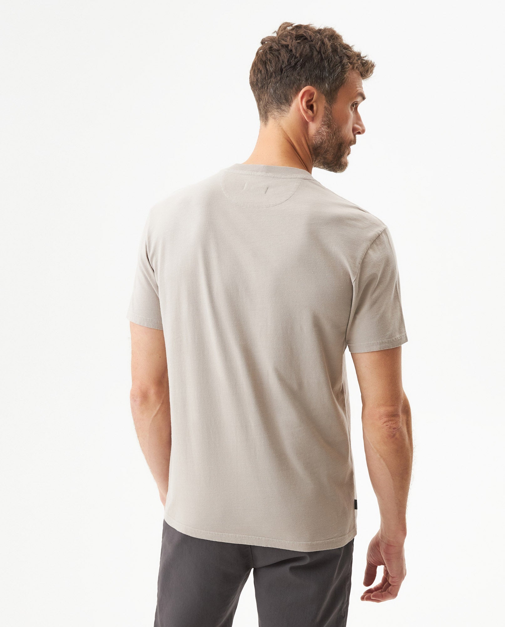 Men's Slim Fit Crew Neck T-shirt in Cotton Stretch Blend, Navigate - 5