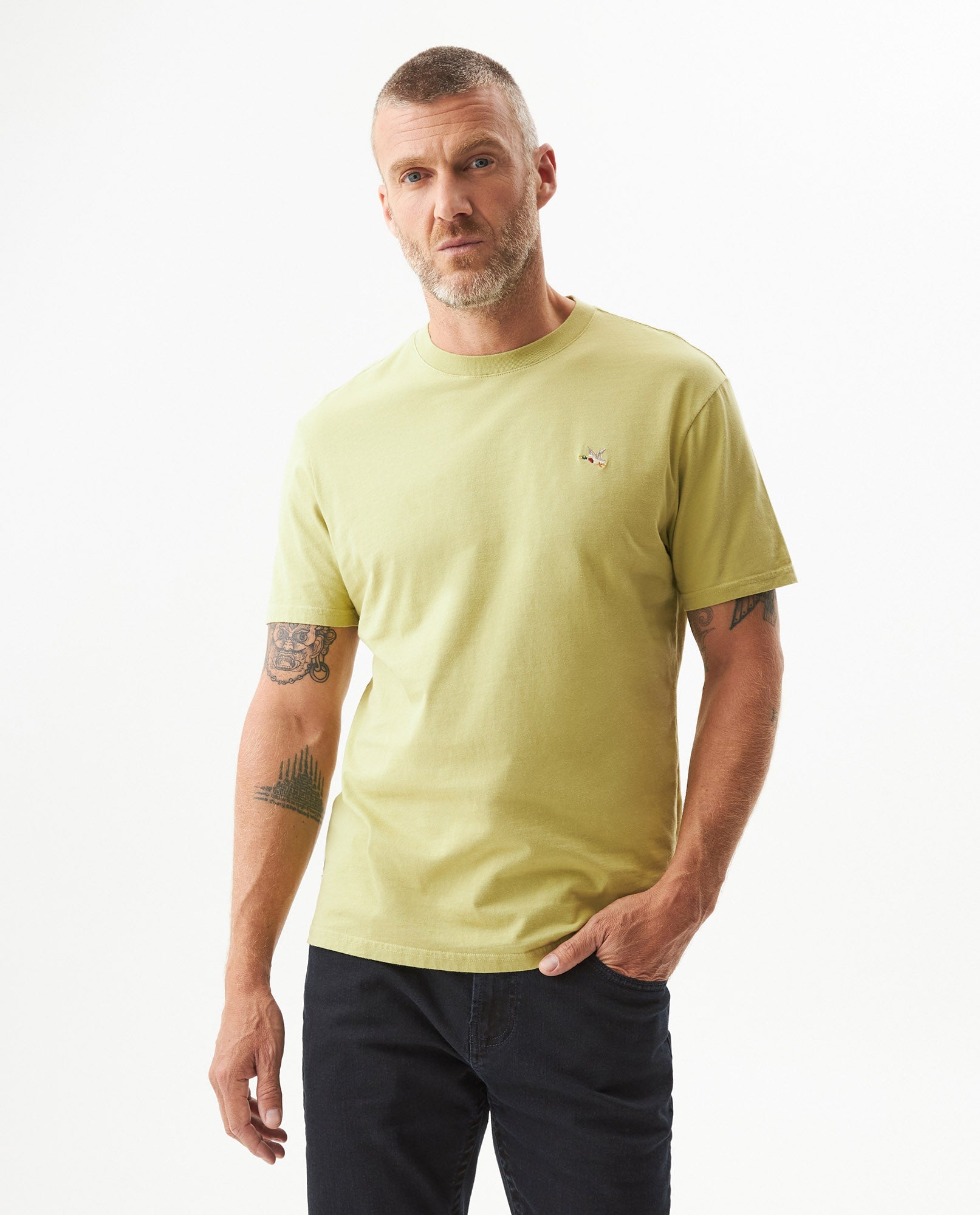 Men's Slim Fit Crew Neck T-shirt in Cotton Stretch Blend, Navigate - 2