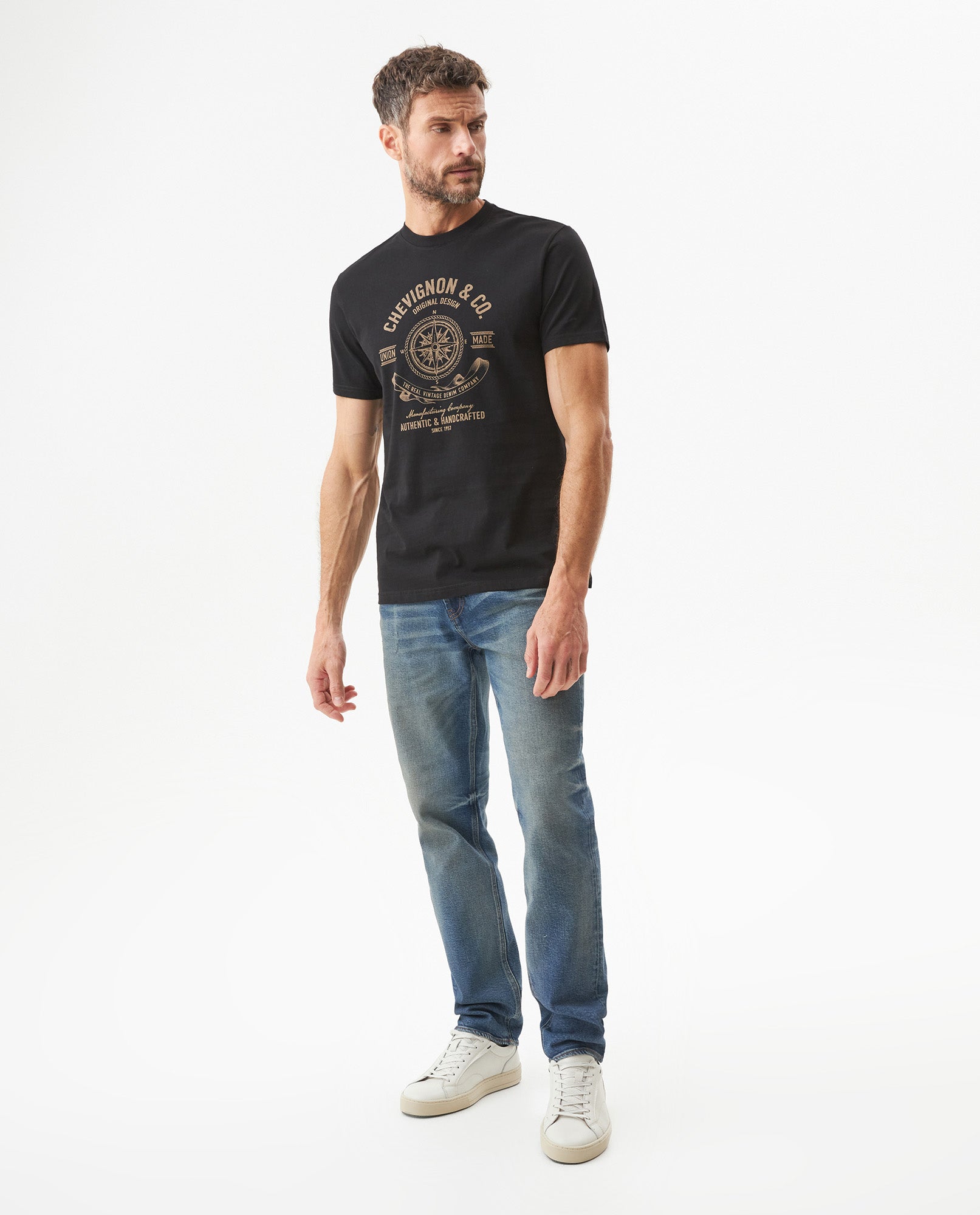Men's Graphic Slim Fit T-shirt in Cotton, Harbor - 3