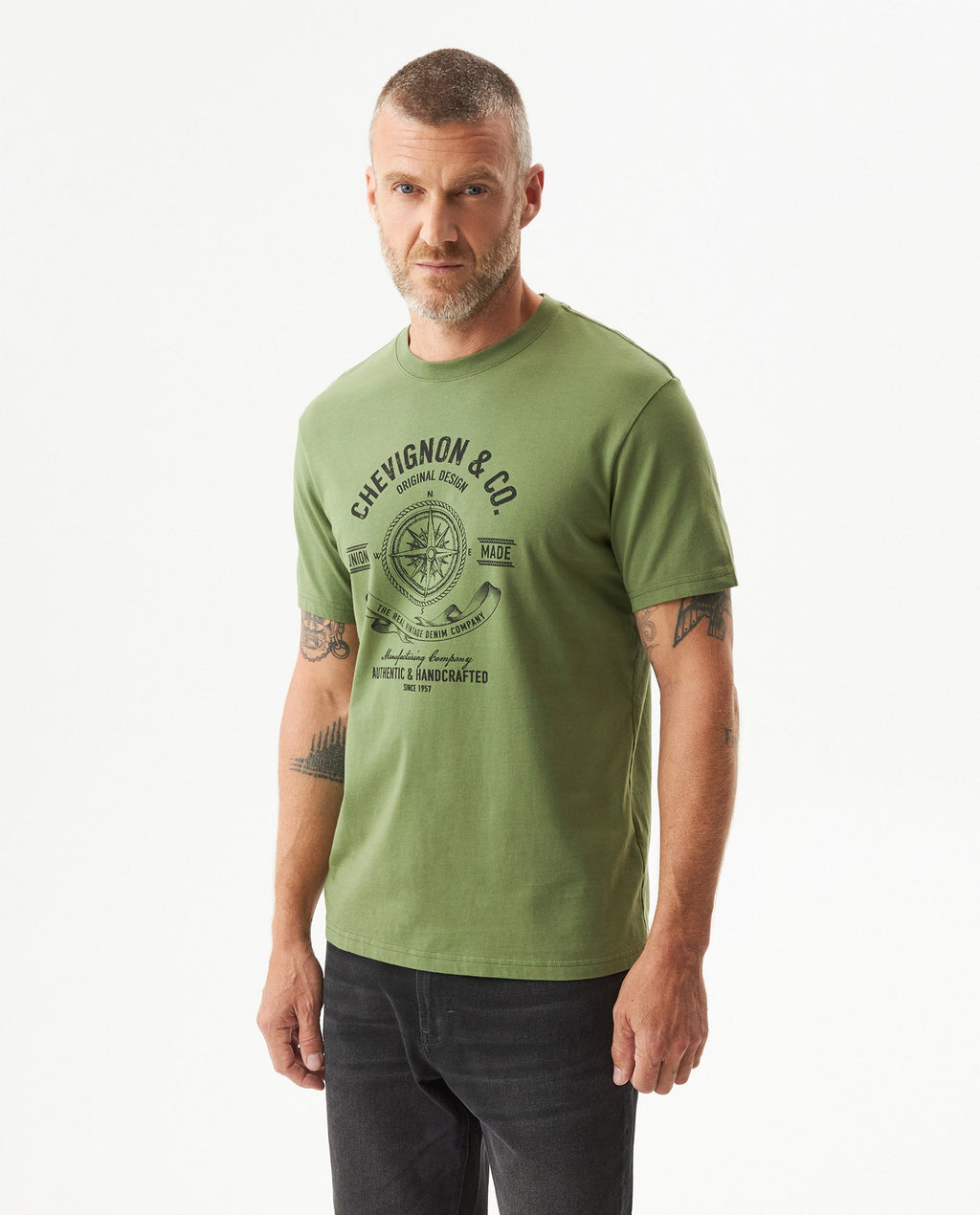 Men's Graphic Slim Fit T-shirt in Cotton, Harbor - 2