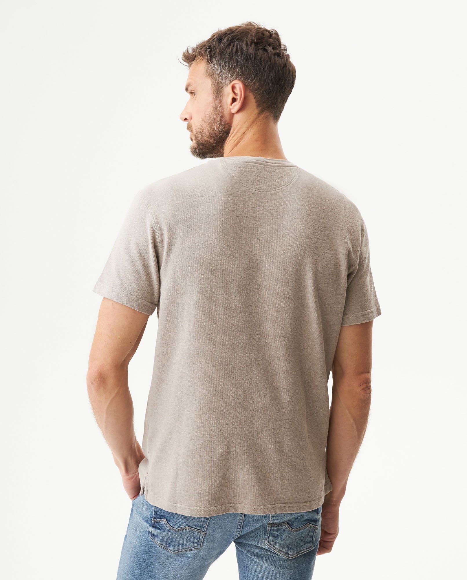 Men's Slim Fit Textured T-shirt in Cotton, Seafarer - 5