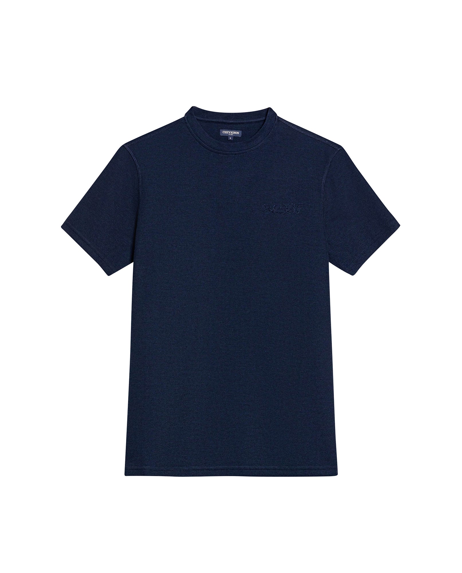 Men's Textured Slim Fit T-shirt in Cotton-Polyester Blend, Dockside - 1