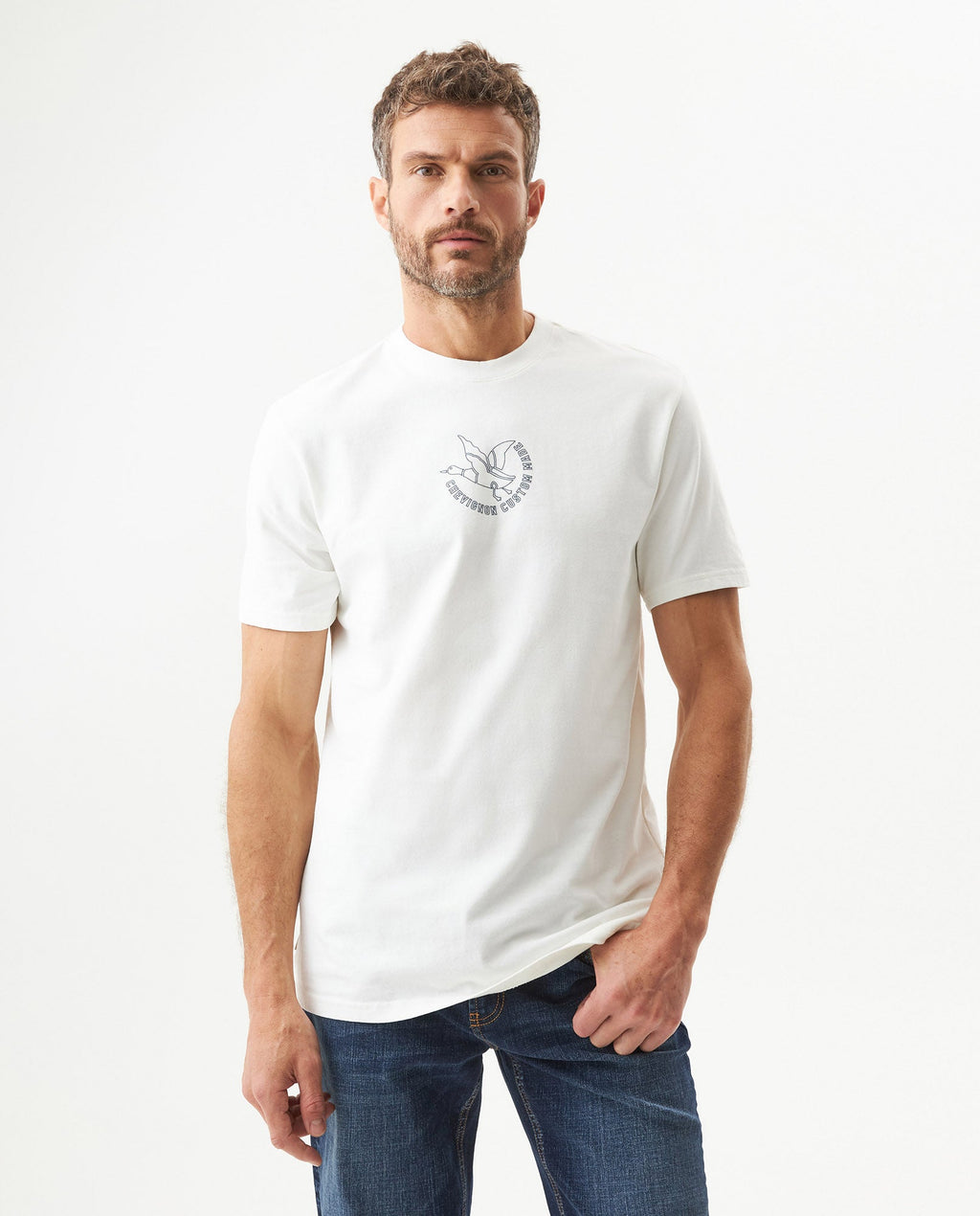 Men's Classic Fit Short Sleeve T-shirt in Cotton Stretch Blend, Jetty - 2