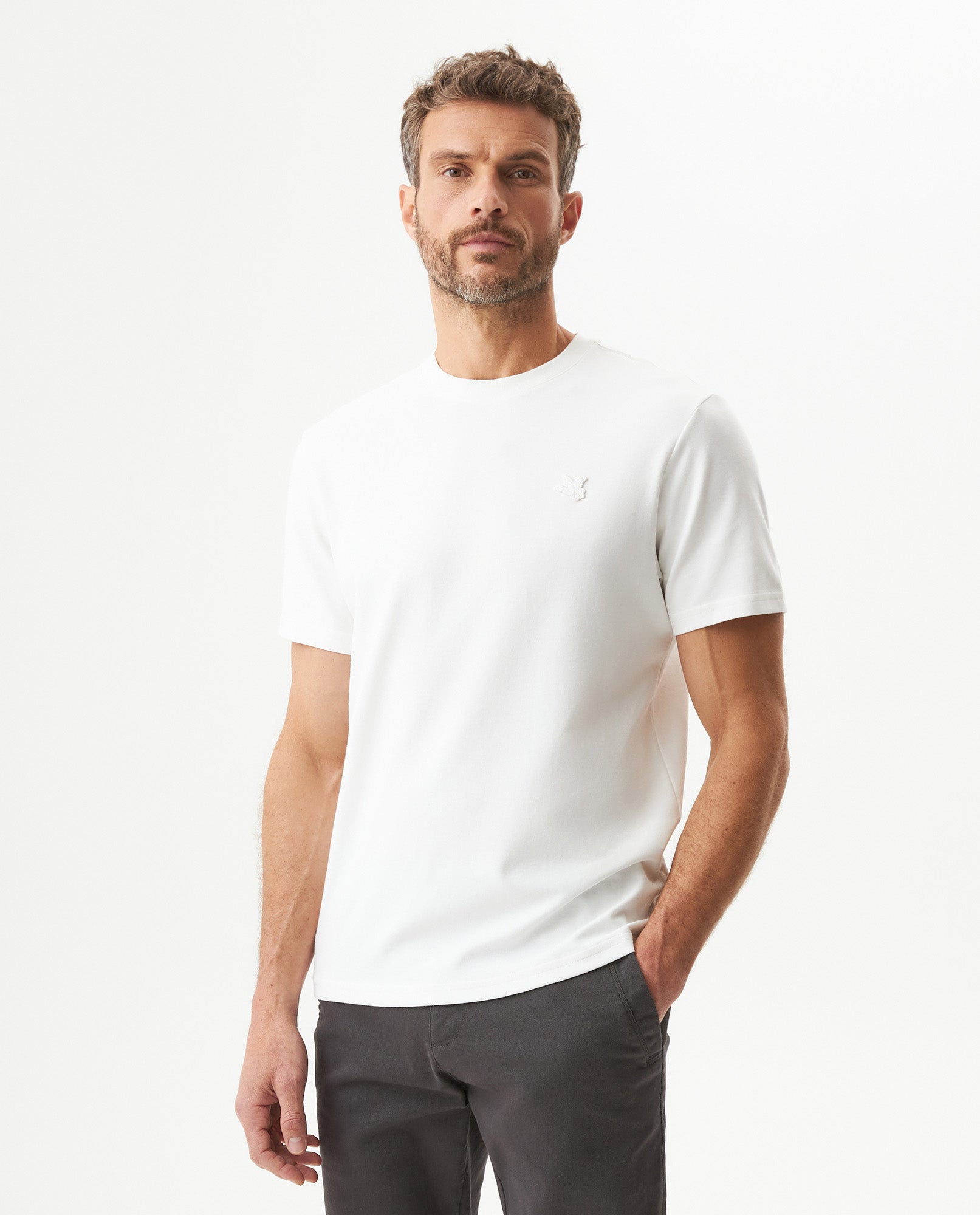 Men's Slim Fit T-shirt in Cotton-Polyester Blend, Waypoint - 2