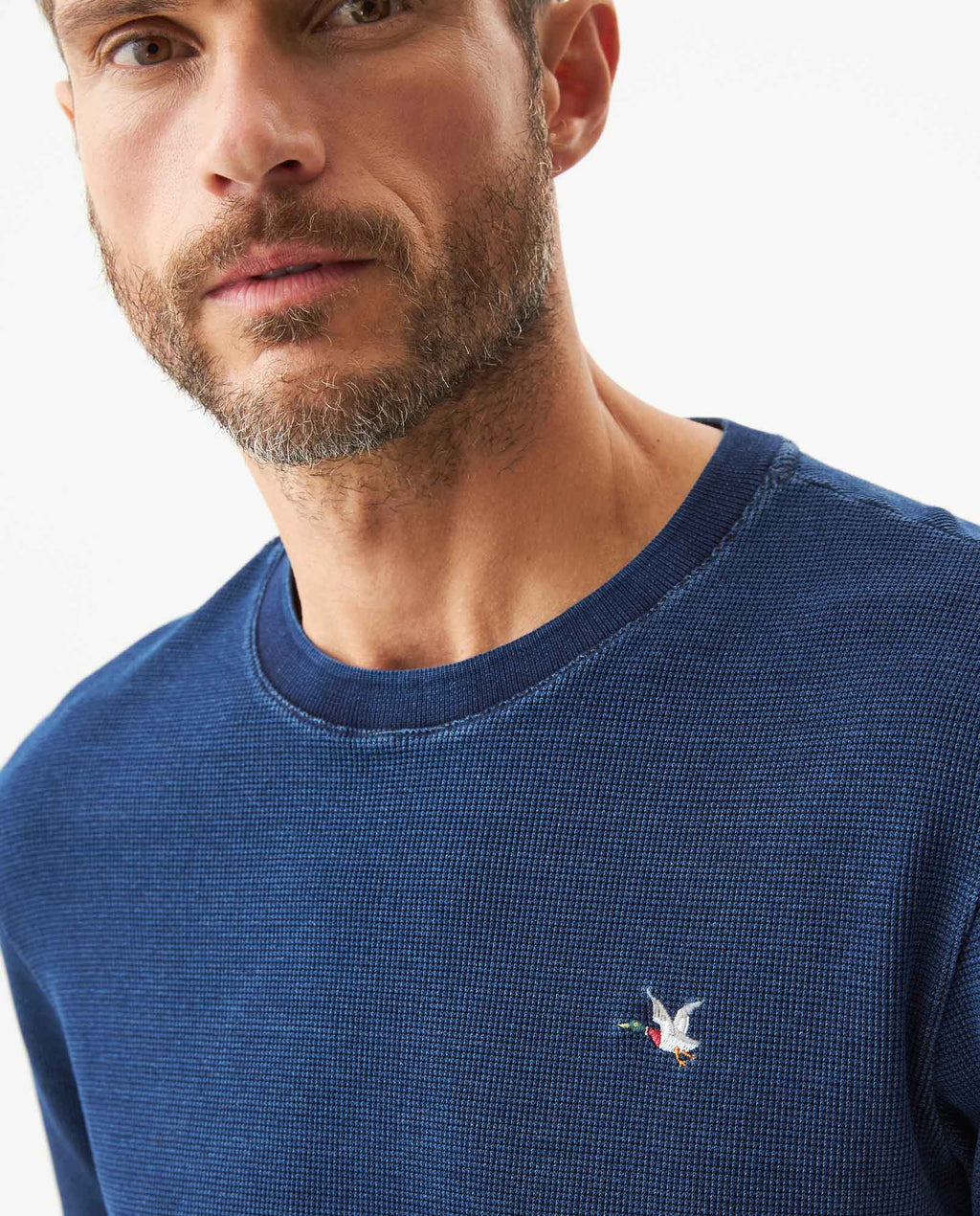 Men's Denim Thread Slim Fit T-shirt in Cotton-Polyester, Maritime - 4