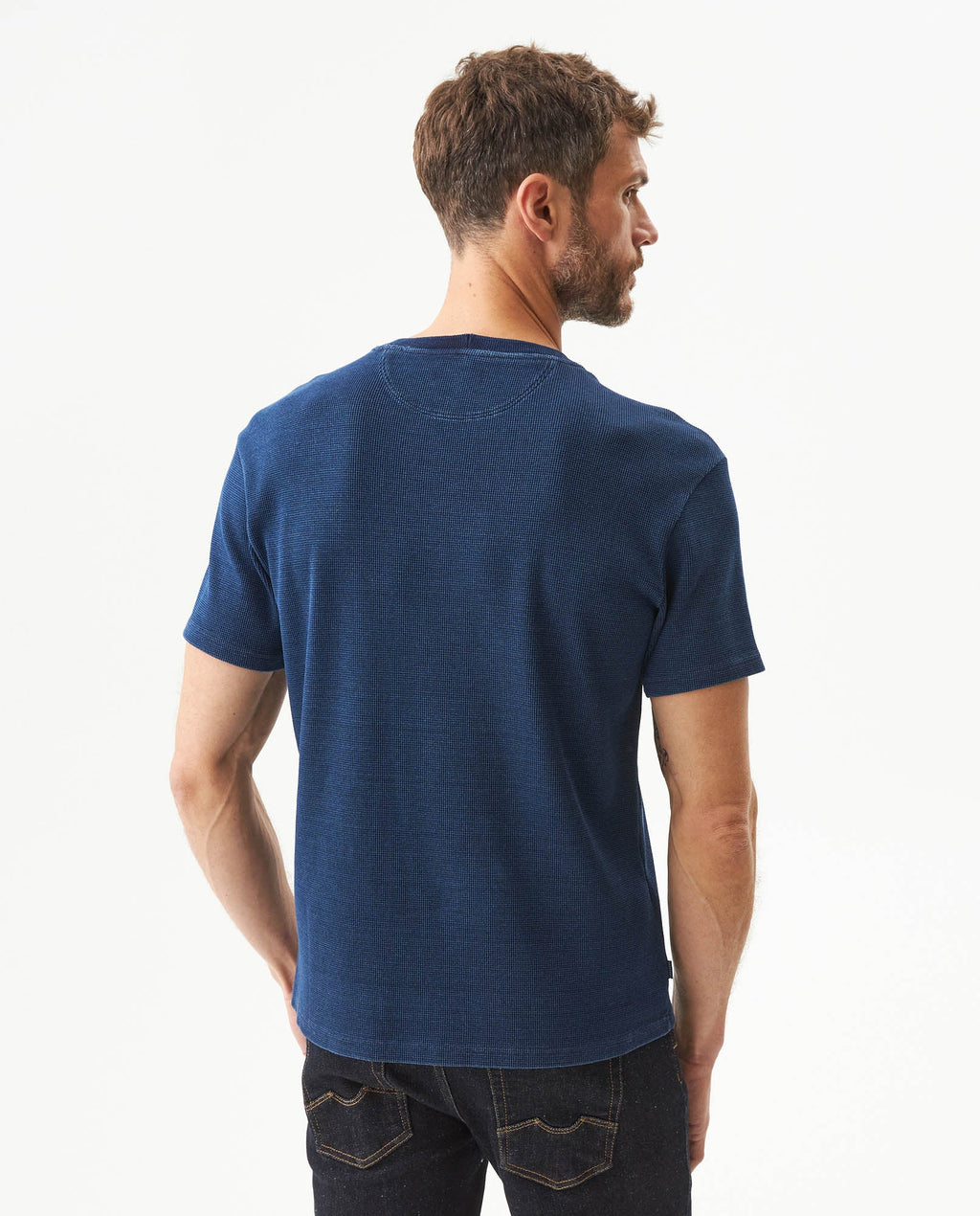 Men's Denim Thread Slim Fit T-shirt in Cotton-Polyester, Maritime - 5