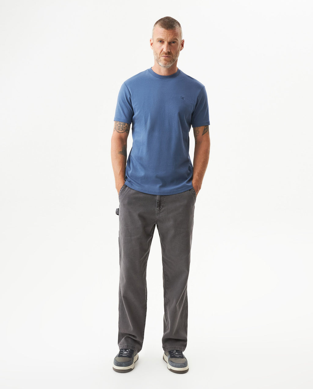 Men's Embroidered Slim Fit T-shirt in Cotton, Twilight  - 3