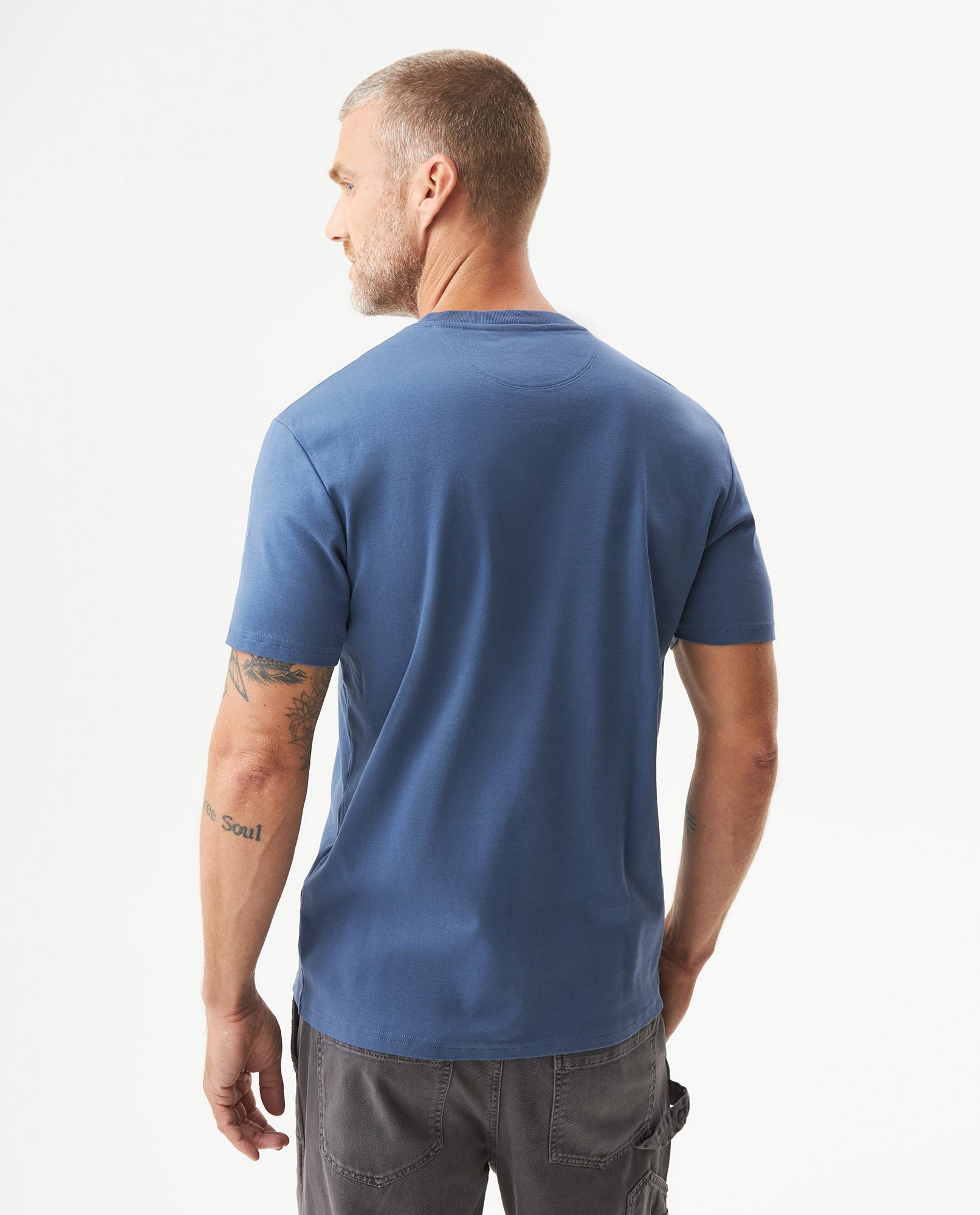 Men's Embroidered Slim Fit T-shirt in Cotton, Twilight  - 5