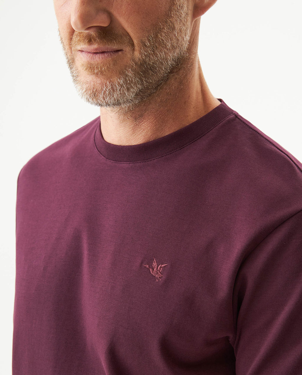 Men's Embroidered Slim Fit T-shirt in Cotton, Twilight  - 4