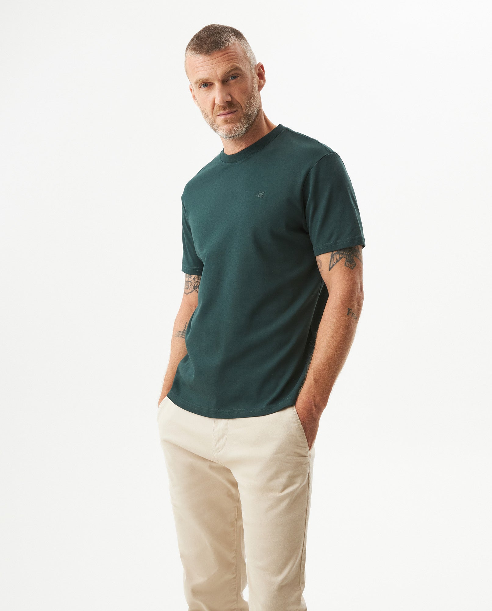 Men's Embroidered Slim Fit T-shirt in Cotton, Twilight  - 2