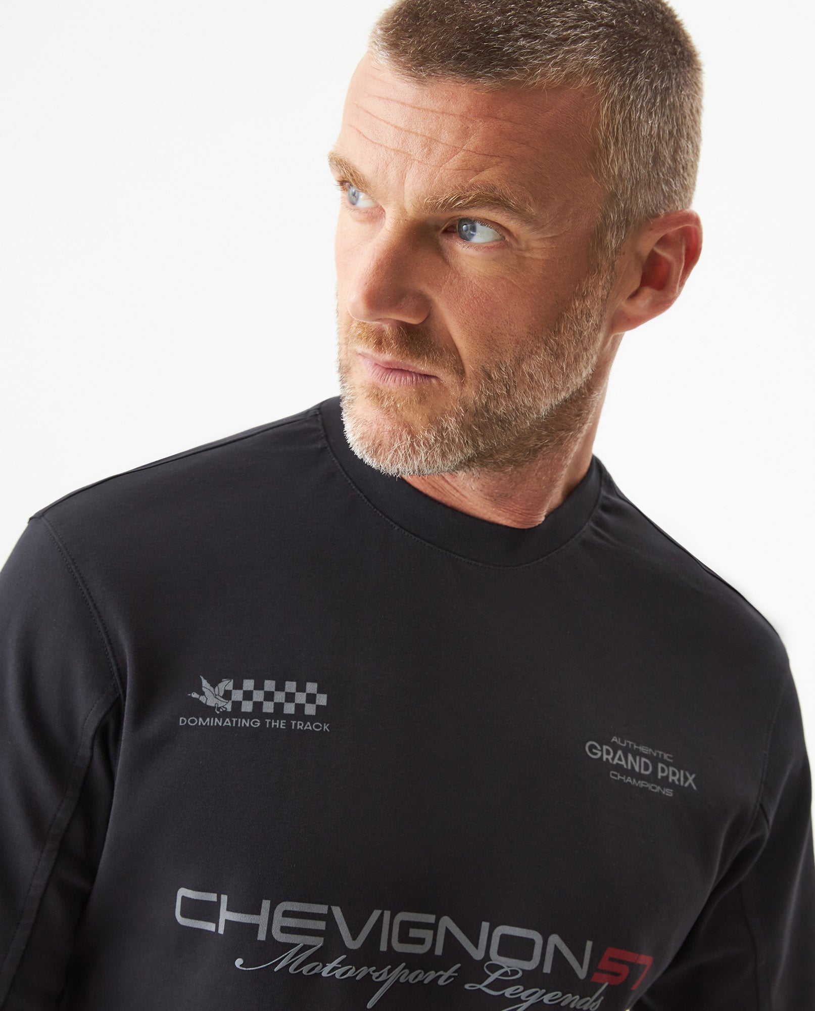 Men's Racing Long Sleeve Regular Fit T-shirt in Cotton, Compass - 5