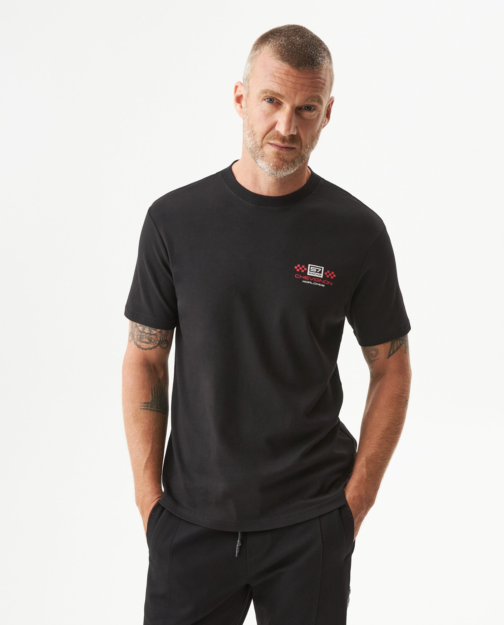 Men's Racing Slim Fit T-shirt in Cotton, Waterway - 2