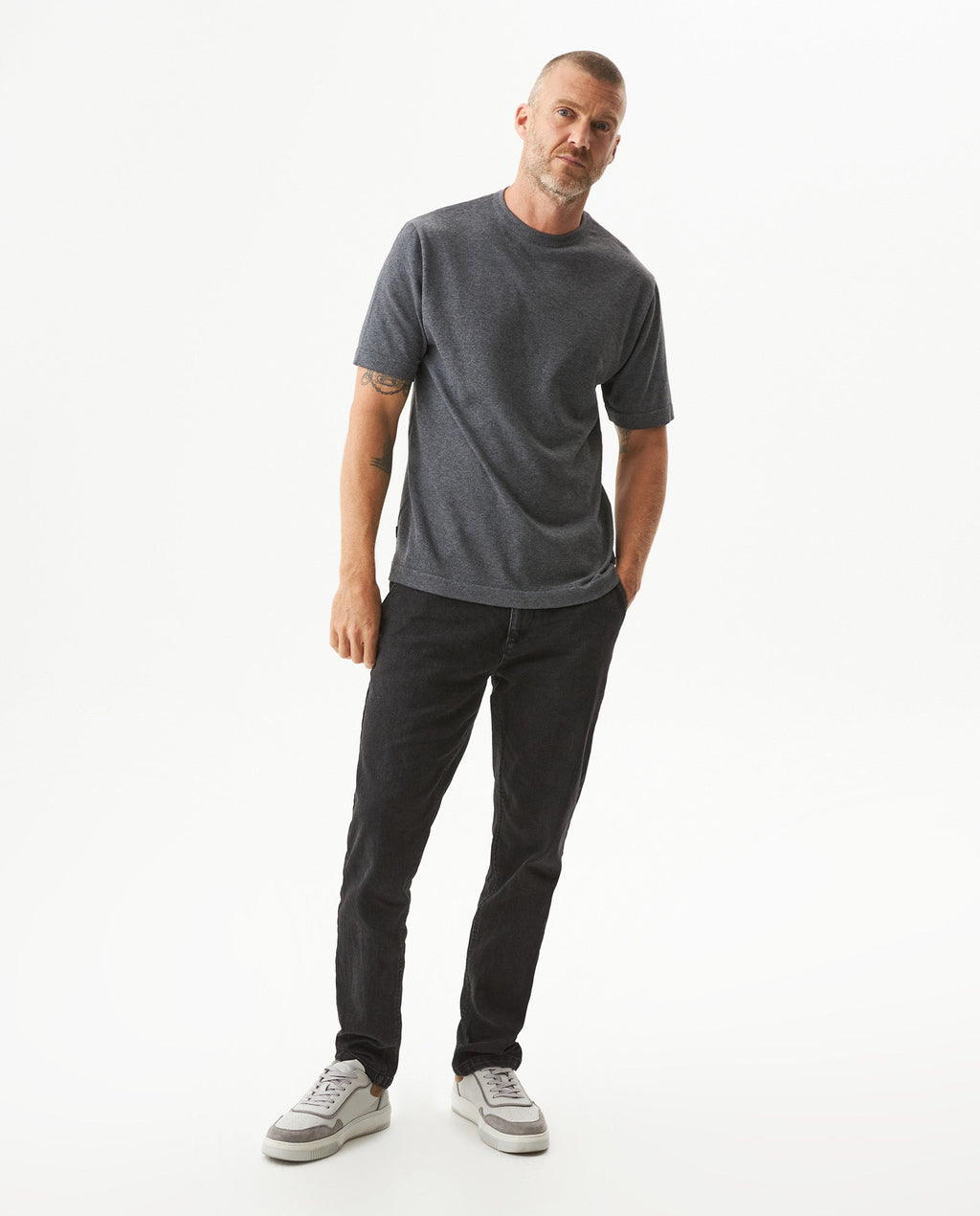 Men's Heathered Cotton Knit T-shirt, Sparkle - 3